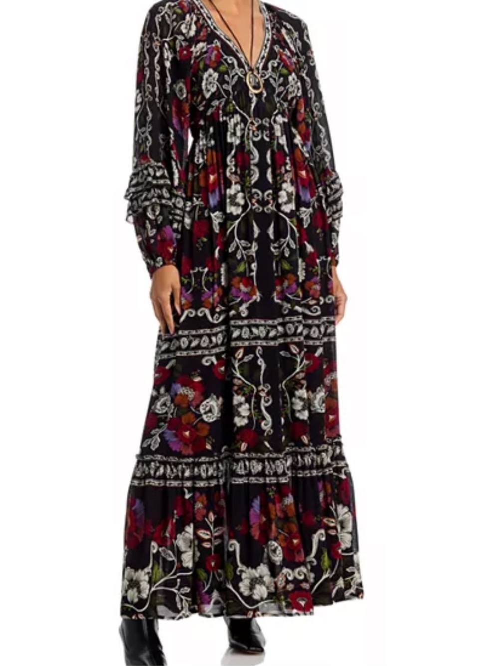 ‼️FIRM PRICE Farm Rio NWT ROCOCO flowers black floral tropical maxi dress sz xs